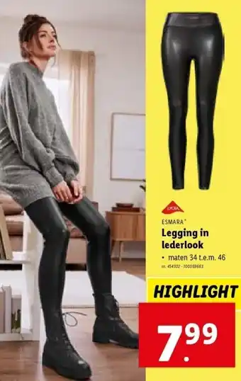 Lidl Legging in lederlook aanbieding