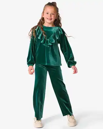 HEMA Hema kinderbroek velours groen (groen) aanbieding