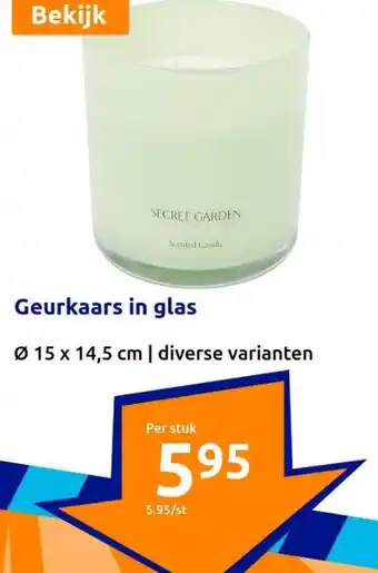 Action Geurkaars in glas Ø 15 x 14,5 cm aanbieding