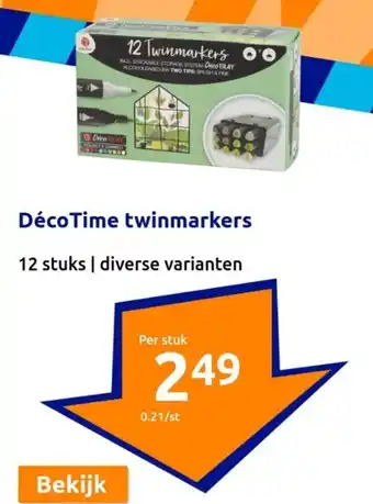 Action DécoTime twinmarkers 12 stuks aanbieding