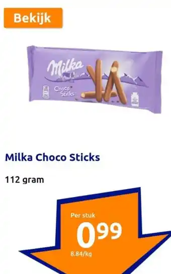 Action Milka Choco Sticks 112 gram aanbieding