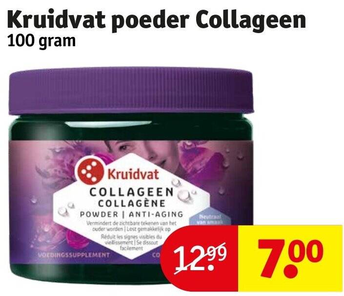 Kruidvat poeder Collageen 100 gram promotie bij Kruidvat
