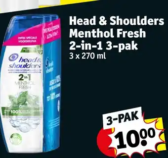 Kruidvat Head & Shoulders Menthol Fresh 2-in-1 3 x 270ml aanbieding