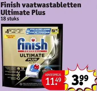 Kruidvat Finish vaatwastabletten Ultimate Plus 18 stuks aanbieding