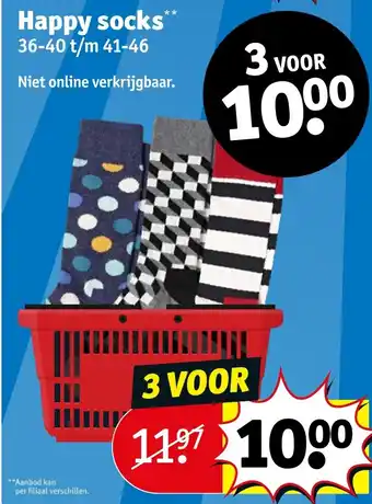 Kruidvat Happy socks** 36-40 t/m 41-46 aanbieding