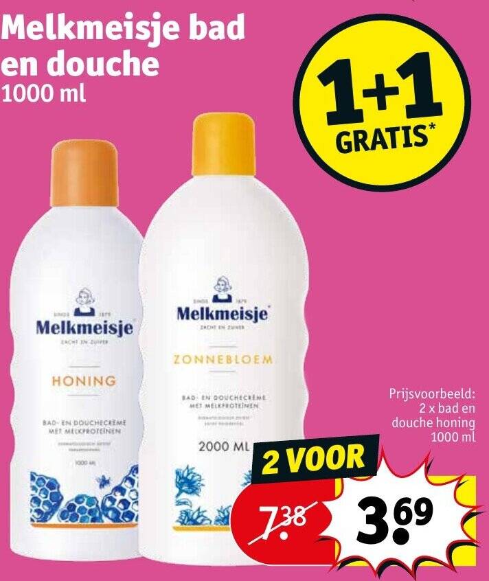Melkmeisje bad en douche 1000 ml promotie bij Kruidvat