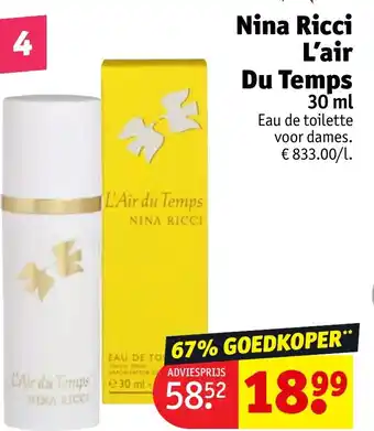 Kruidvat Nina Ricci L'air Du Temps 30 ml aanbieding