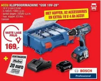 Hubo Accu klopboormachine “gsb 18v-28” aanbieding