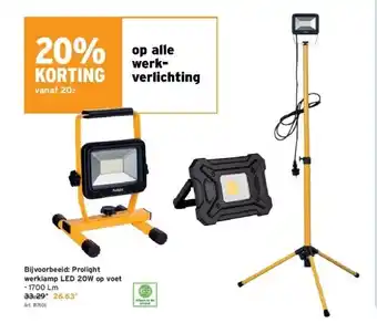 GAMMA Prolight werklamp led 20w op voet aanbieding