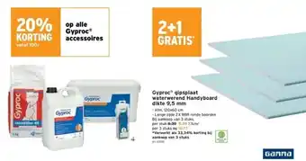 GAMMA Gyproc gipsplaat waterwerend handyboard dikte 9,5 mm aanbieding