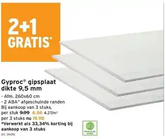 GAMMA Gyproc gipsplaat dikte 9,5 mm aanbieding