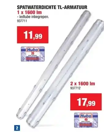 Hubo Spatwaterdichte tl-armatuur aanbieding