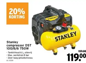 GAMMA Stanley compressor dst 100/8/6 750w aanbieding