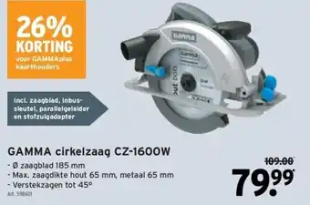 GAMMA Gamma cirkelzaag cz-1600w aanbieding