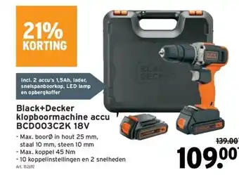GAMMA Black+decker klopboormachine accu bcd003c2k 18v aanbieding
