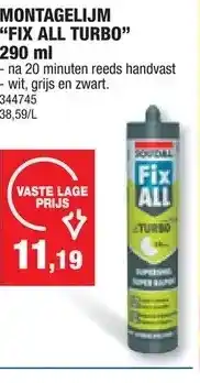Hubo Montagelijm “fix all turbo” 290 ml aanbieding