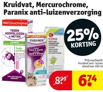 Kruidvat Kruidvat, Mercurochrome, Paranix anti-luizenverzorging aanbieding