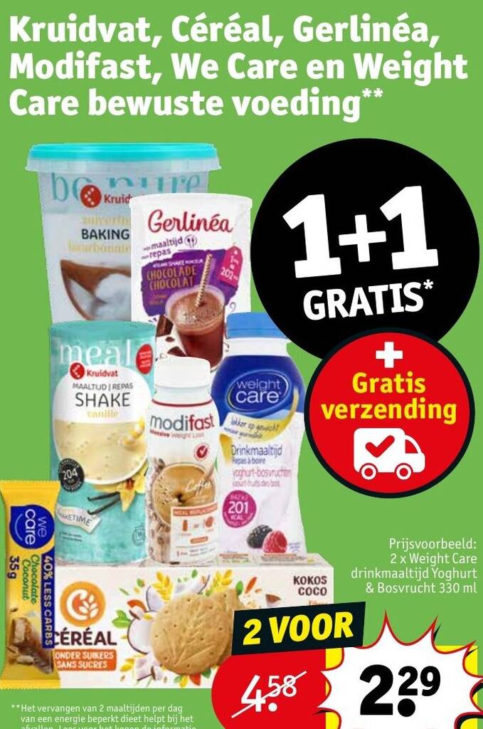 Kruidvat, Céréal, Gerlinéa, Modifast, We Care en Weight Care bewuste