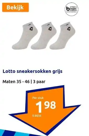 Action Lotto sneakersokken grijs aanbieding