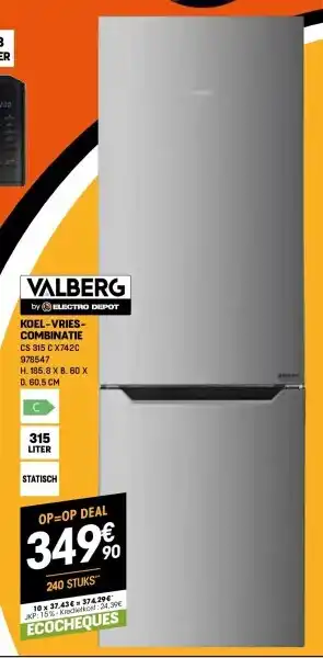 Electro Depot Koel-vriescombinatie aanbieding