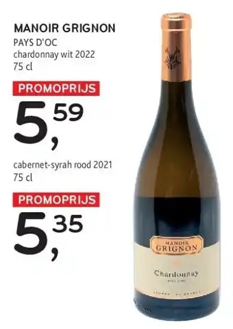 Alvo Manoir grignon pays d’oc chardonnay wit 2022 75 cl aanbieding