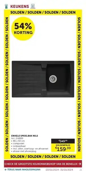 Zelfbouwmarkt Enkele spoelbak nils aanbieding