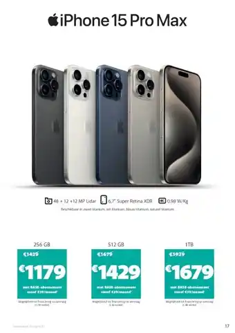 Base Iphone 15 pro max aanbieding