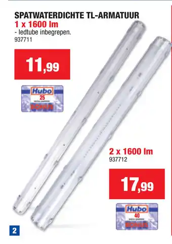 SPATWATERDICHTE TL-ARMATUUR 2 x 1600 lm