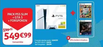 Auchan PACK PS5 SLIM + GTA 5 + FORSPOKEN aanbieding