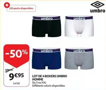 Auchan LOT DE 4 BOXERS UMBRO HOMME aanbieding