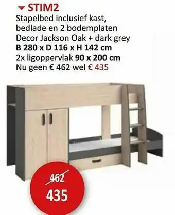 Weba Stim2 stapelbed inclusief kast bedlade en 2 bodemplaten aanbieding