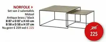 Weba Norfolk set van 2 salontafels aanbieding