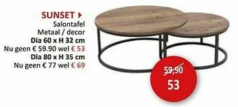 Weba Sunset salontafel aanbieding