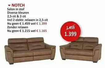 Weba Notch salon in stof aanbieding