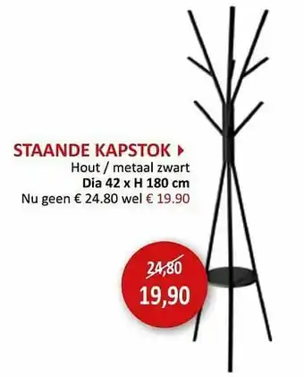 Weba Staande kapstok hout - metaal zwart aanbieding