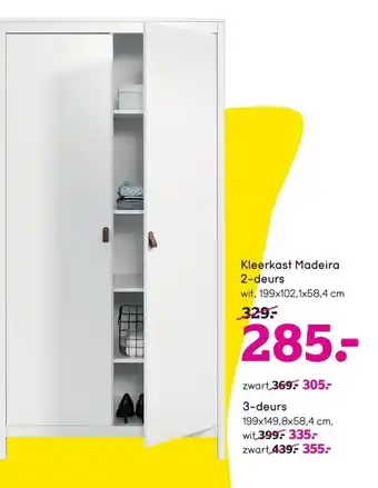 Leen Bakker Kleerkast madeira 2-deurs aanbieding