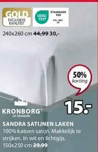 Jysk Sandra satijnen laken aanbieding