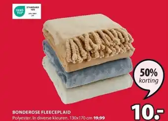 Jysk Bonderose fleeceplaid aanbieding