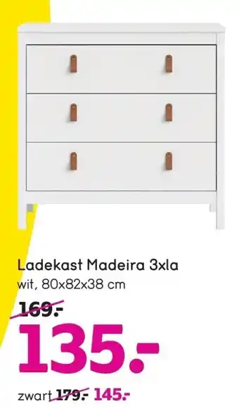 Leen Bakker Ladekast madeira 3xla aanbieding