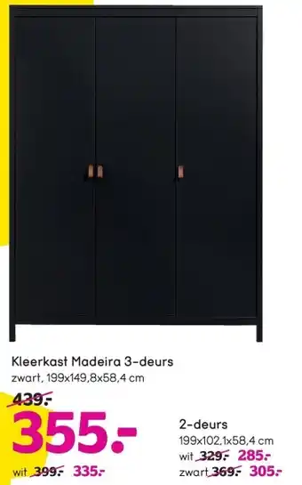 Leen Bakker Kleerkast madeira 3-deurs aanbieding