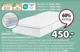 Jysk Gold s100 springmatras aanbieding