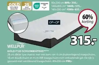 Jysk Gold f120 schuimmatras aanbieding