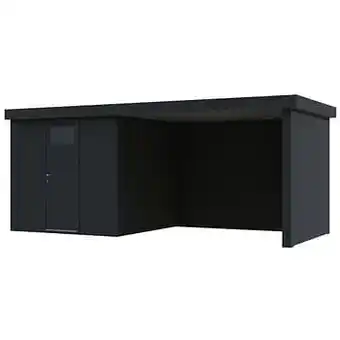 Makro Stalen tuinhuis Eleganto 240 x 240 cm enkele deur met extensie rechts 280 cm + gratis drempeloprit t.w.v. € 109,00 aanbieding
