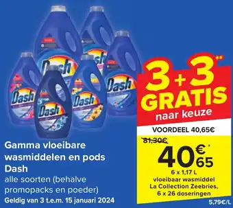 Carrefour Market Dash Gamma vloeibare wasmiddelen en pods aanbieding