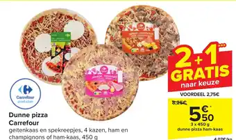 Carrefour Market Dunne pizza Carrefour3 x 450g aanbieding