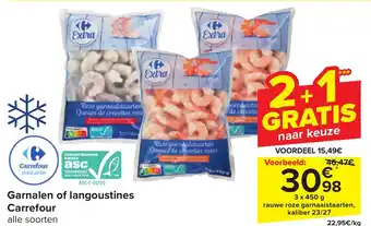 Carrefour Market Garnalen of langoustines Carrefour 3 x 450g aanbieding