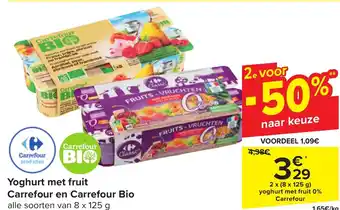 Carrefour Market Yoghurt met fruit Carrefour en Carrefour Bio 2 x (8 x 125g) aanbieding