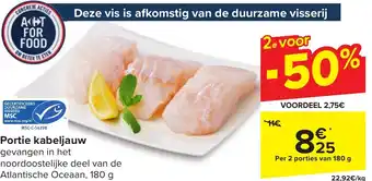 Carrefour Market Portie kabeljauw 180g aanbieding