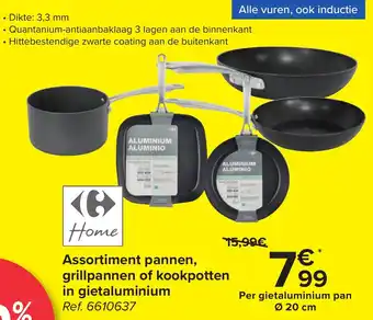 Carrefour Market Assortiment pannen, grillpannen of kookpotten in gietaluminium aanbieding
