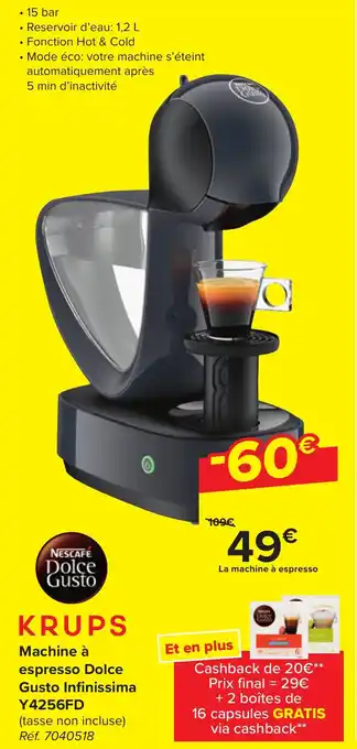 Carrefour Market KRUPS Machine à espresso Dolce Gusto Infinissima Y4256FD aanbieding